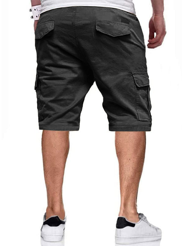 New style men's Overalls Drawstring Color Block Casual Shorts