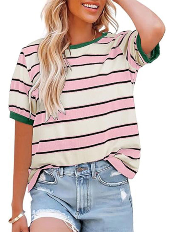 Women's Colorful Large Striped Loose T-shirt