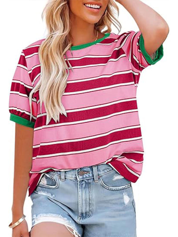 Women's Colorful Large Striped Loose T-shirt