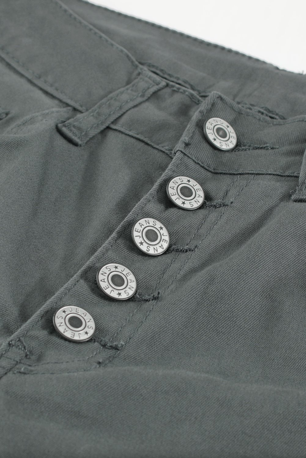 Button Fly Hem Detail Skinny Jeans - Talk to the tee store