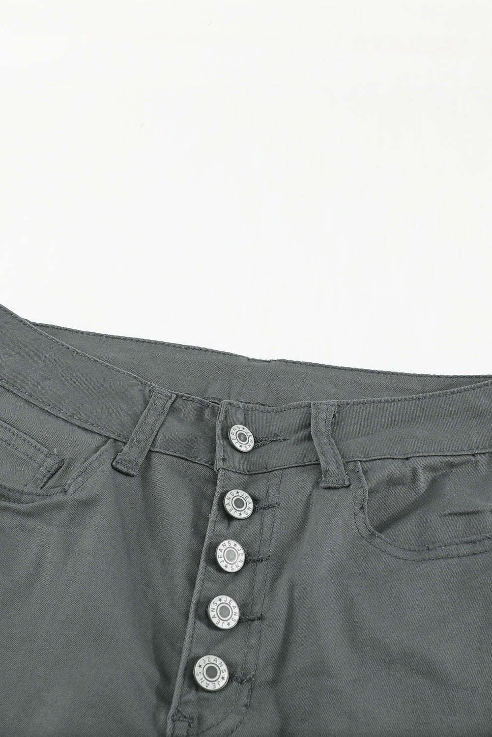 Button Fly Hem Detail Skinny Jeans - Talk to the tee store