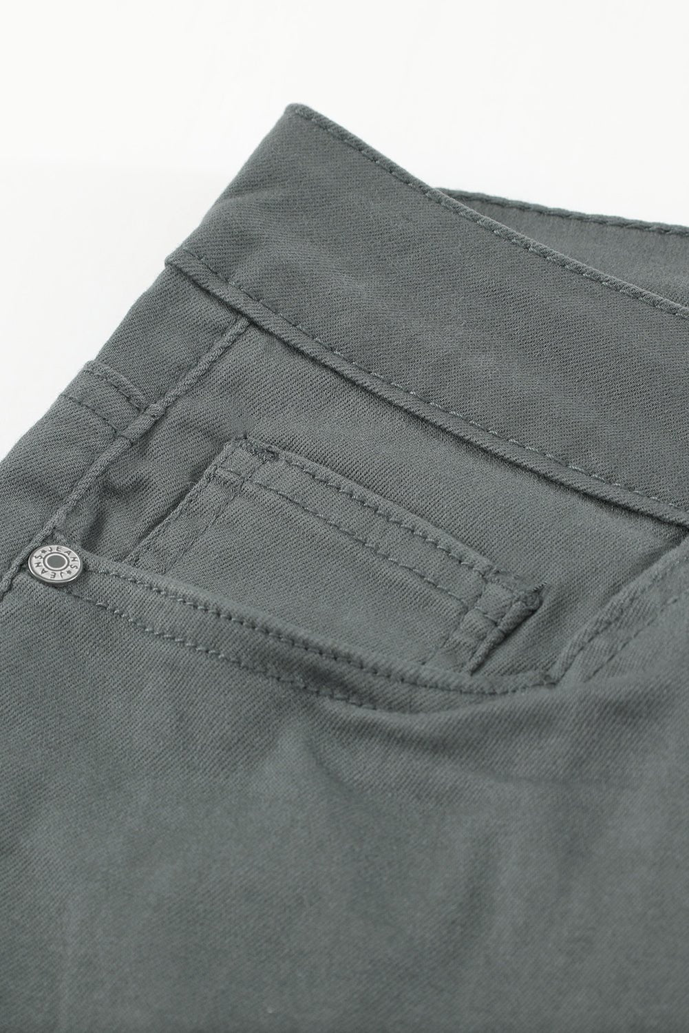 Button Fly Hem Detail Skinny Jeans - Talk to the tee store