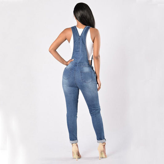 Denim High Waist Jumpsuit - Talk to the tee store