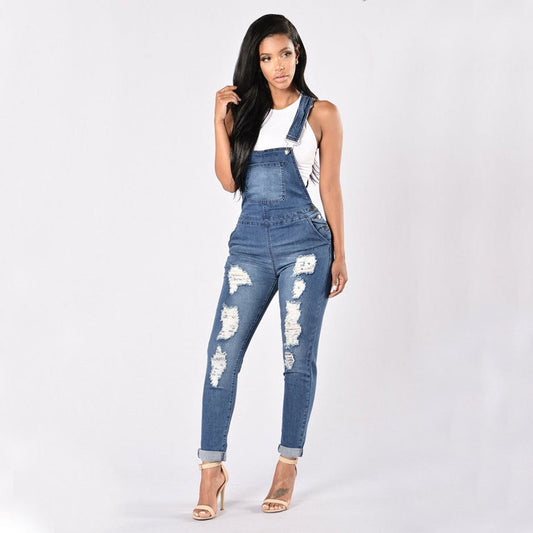 Denim High Waist Jumpsuit - Talk to the tee store