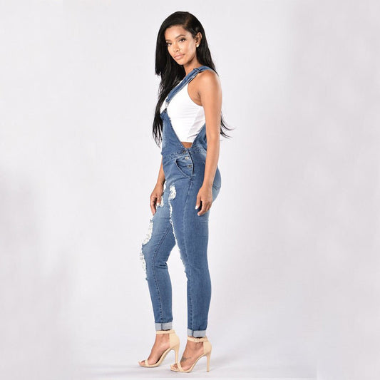 Denim High Waist Jumpsuit - Talk to the tee store