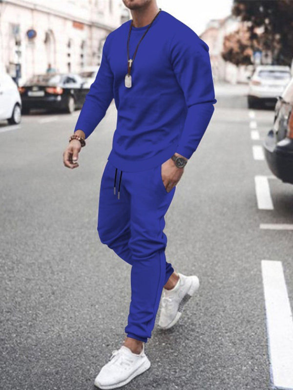 Men's Solid Color Sweatshirt Two Piece Sets
