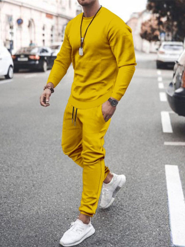 Men's Solid Color Sweatshirt Two Piece Sets