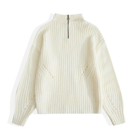 Large Solid Zipper Sweater - Talk to the tee store