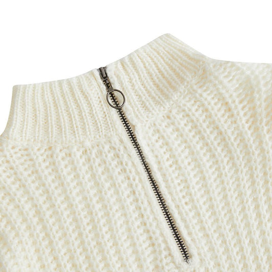 Large Solid Zipper Sweater - Talk to the tee store