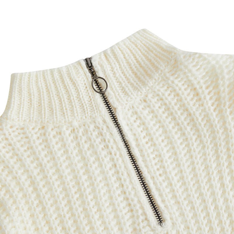 Large Solid Zipper Sweater - Talk to the tee store