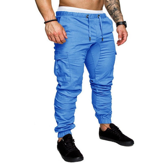 Men Solid Multi-Pocket Pants - Talk to the tee store