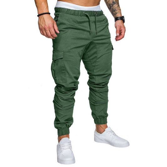 Men Solid Multi-Pocket Pants - Talk to the tee store