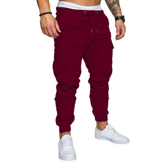 Men Solid Multi-Pocket Pants - Talk to the tee store