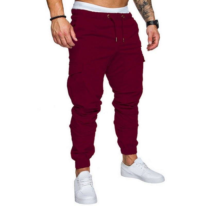 Men Solid Multi-Pocket Pants - Talk to the tee store