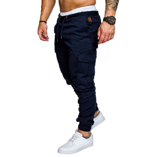 Men Solid Multi-Pocket Pants - Talk to the tee store