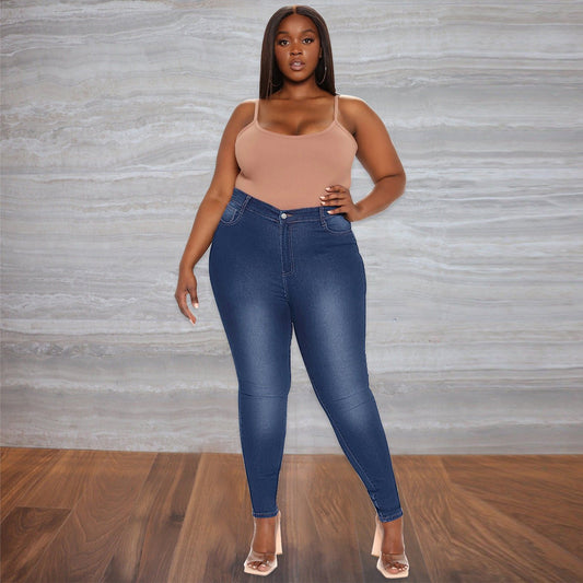 Plus Size High Waist Slim Fit Jeans - Talk to the tee store