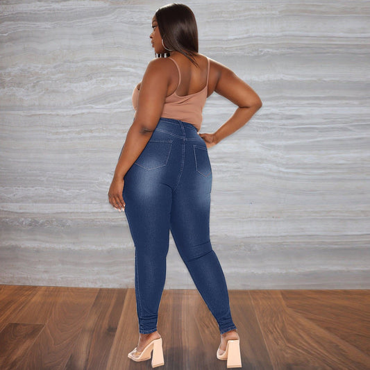 Plus Size High Waist Slim Fit Jeans - Talk to the tee store