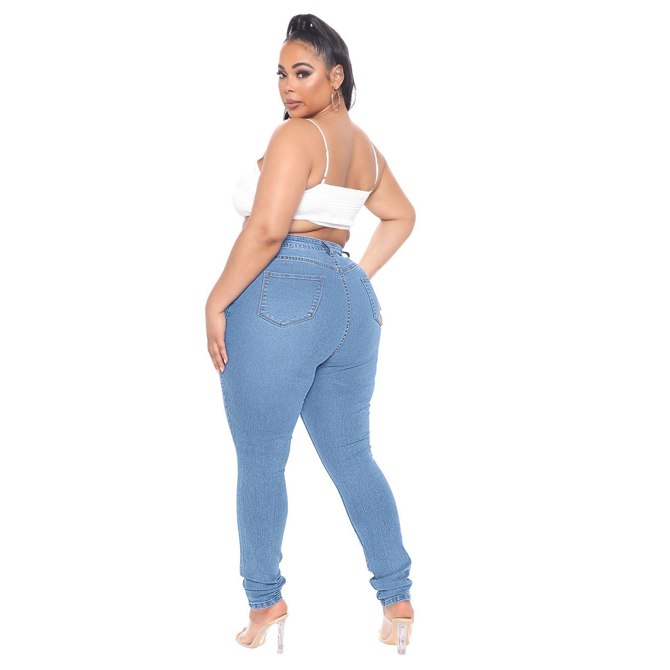 Plus Size High Waist Slim Fit Jeans - Talk to the tee store