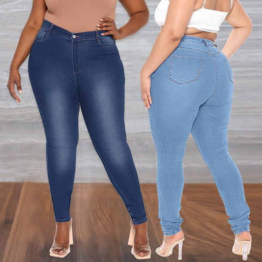 Plus Size High Waist Slim Fit Jeans - Talk to the tee store