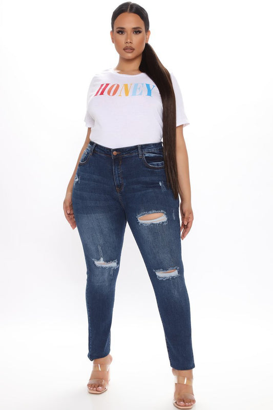 Plus Size Ripped Jeans - Talk to the tee store