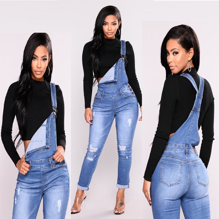 Women's Overalls Ripped Jumper - Talk to the tee store